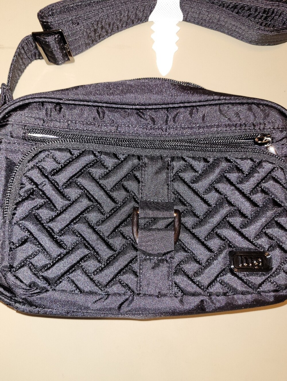 NWT Lug Carousel - Black Crossbody Bag - Quilted Front, Multiple Zip Pockets. - Picture 3 of 10